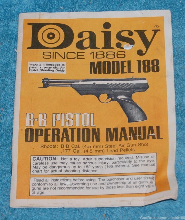 Daisy Model 188 Spring Action BB / Pellet Air Pistol w/ Box Manual-img-3