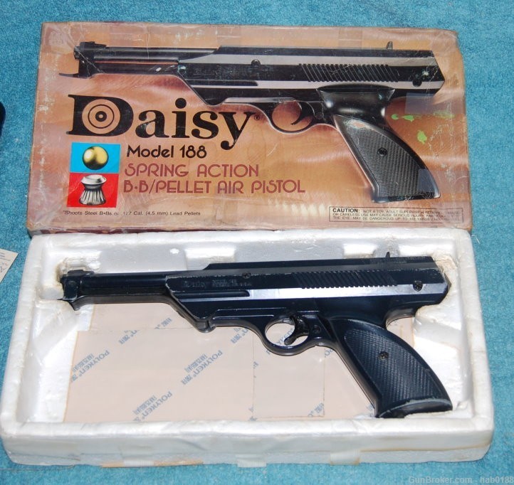 Daisy Model 188 Spring Action BB / Pellet Air Pistol w/ Box Manual-img-0