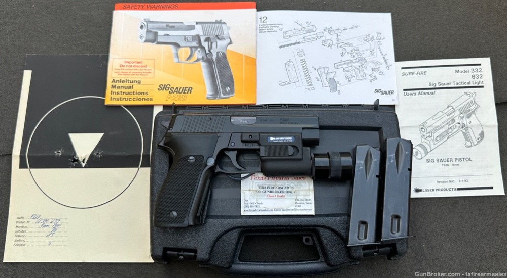 Sig Sauer P226 9mm, West Germany with Proof Marks,Sure-Fire 332 Light, 1988-img-0