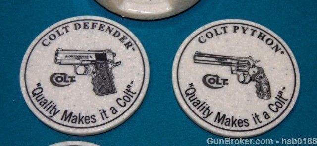 Rare Colt Firearms Coaster Set Ser # 41 w/ Holder-img-1