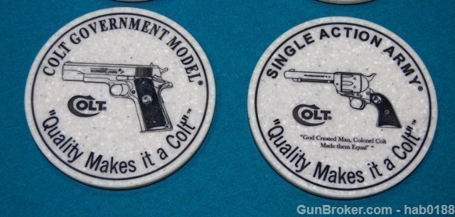 Rare Colt Firearms Coaster Set Ser # 41 w/ Holder-img-2