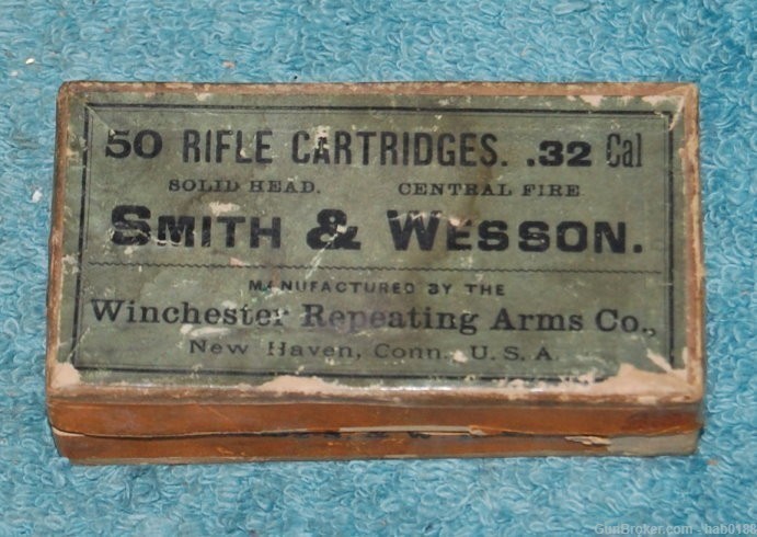 Vintage Full 2 Piece Box of Winchester 32 Caliber S&W Center Fire CF-img-0
