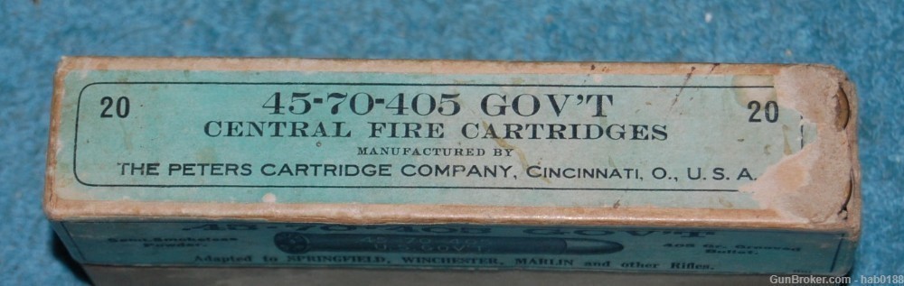 Vintage Full 2 Piece Box of Peters 45-70-405 US Gov't Winchester Marlin -img-2
