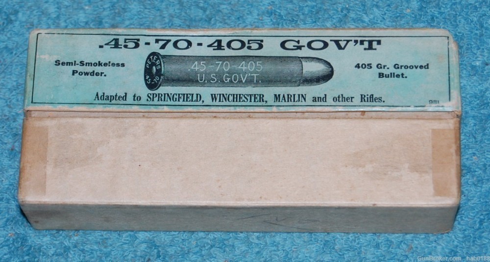 Vintage Full 2 Piece Box of Peters 45-70-405 US Gov't Winchester Marlin -img-0