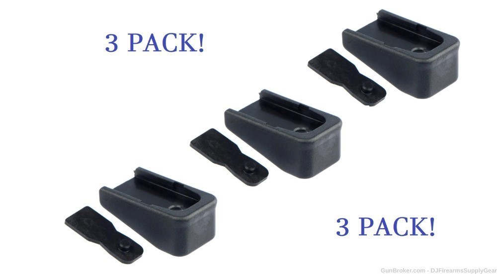 Glock 43 Extended Finger Rest / Magazine Bottom 3-PACK Black Polymer-img-0