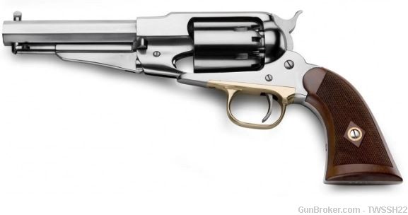 Pietta 1858 Stainless .44 black powder revolver 5.5" barrel, checkered grip-img-0