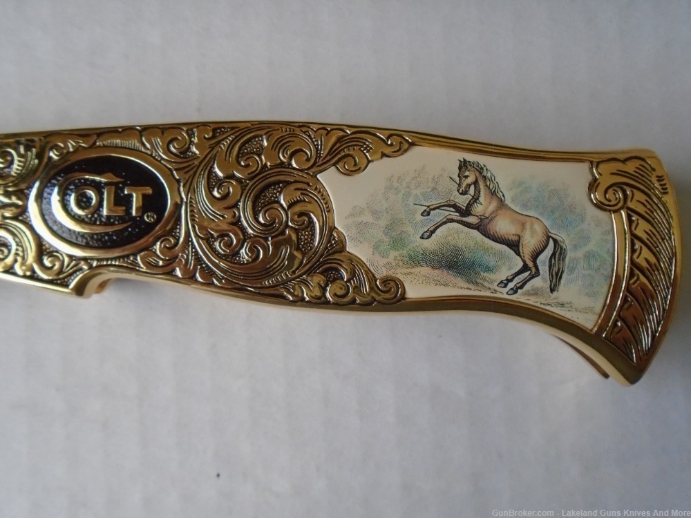 NIB VERY RARE *GOLD ENGRAVED* Colt Rampant Pony Folding Knife SOLD FOR $965-img-14