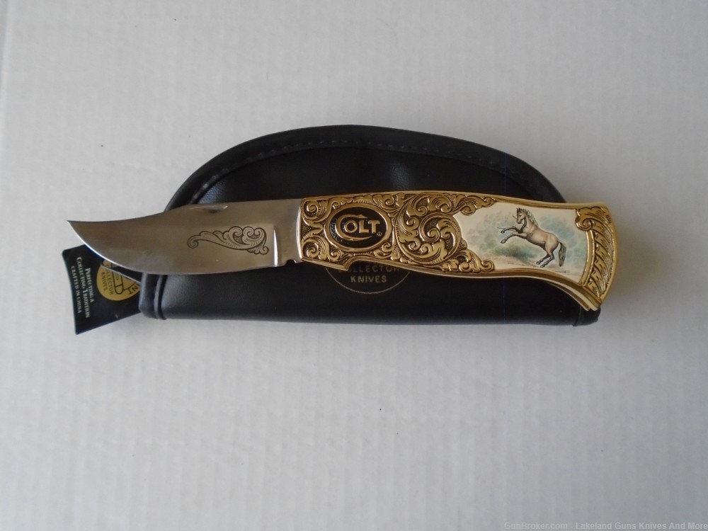 NIB VERY RARE *GOLD ENGRAVED* Colt Rampant Pony Folding Knife SOLD FOR $965-img-0