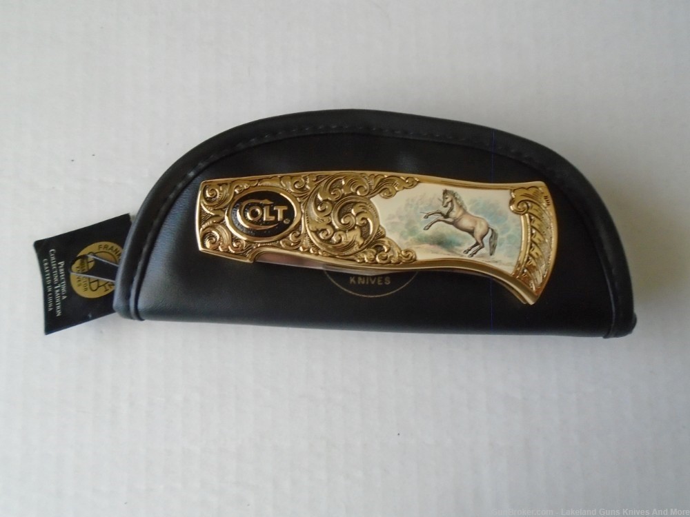 NIB VERY RARE *GOLD ENGRAVED* Colt Rampant Pony Folding Knife SOLD FOR $965-img-8