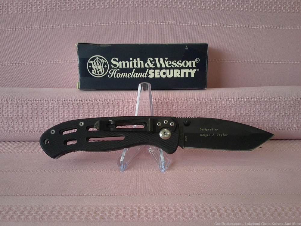 NEW S-&-W Black Handle Titanium Tanto Blade Homeland Security Knife!-img-5