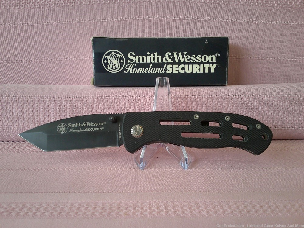 NEW S-&-W Black Handle Titanium Tanto Blade Homeland Security Knife!-img-3