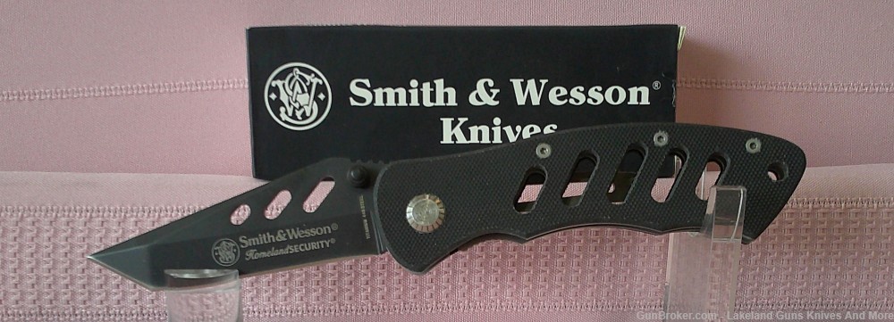 NIB S-&-W Black Teflon Handle Tanto Point Blade Homeland Security Knife!-img-8