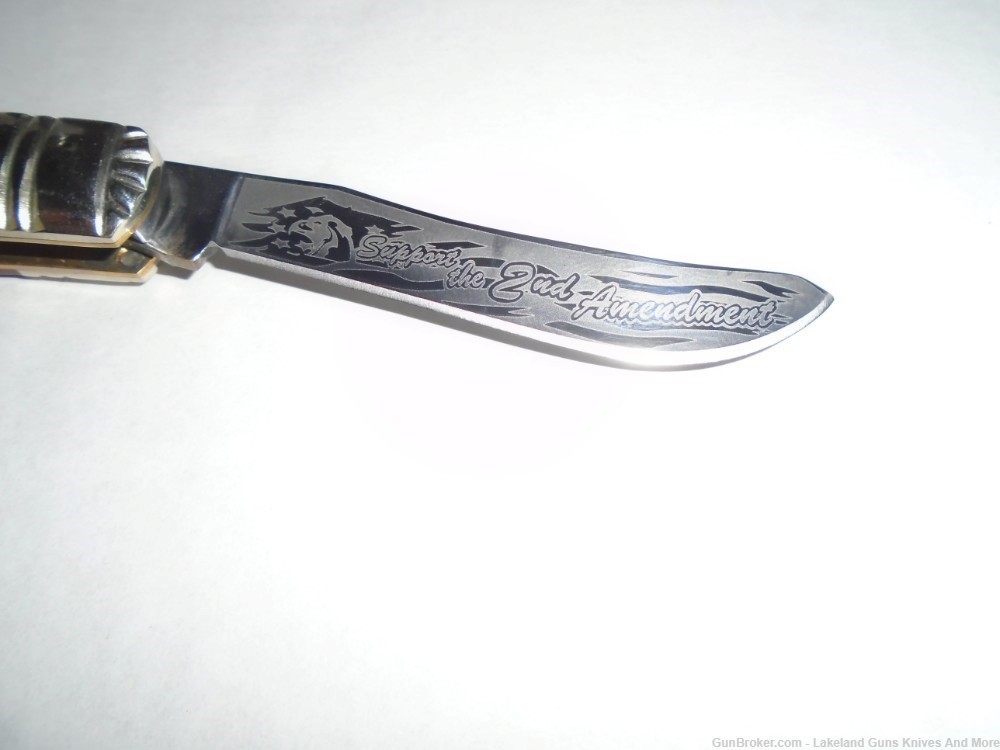 Mother of Pearl COLT CT715 2ND Amendment Red White & Blue Moose Knife!-img-16