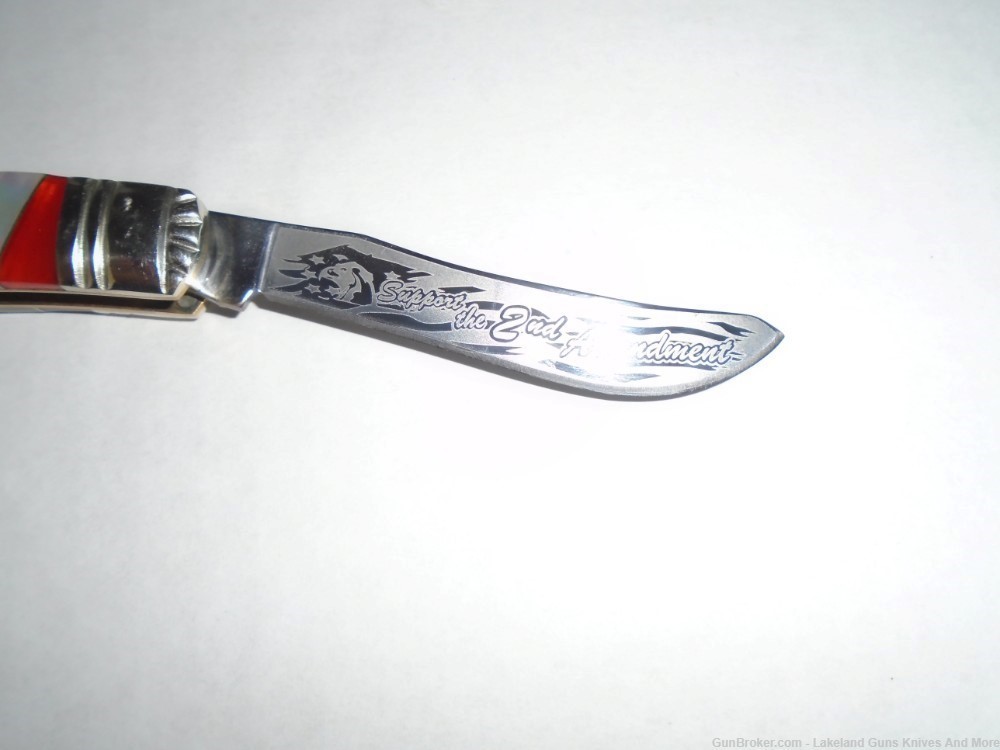 Mother of Pearl COLT CT715 2ND Amendment Red White & Blue Moose Knife!-img-15