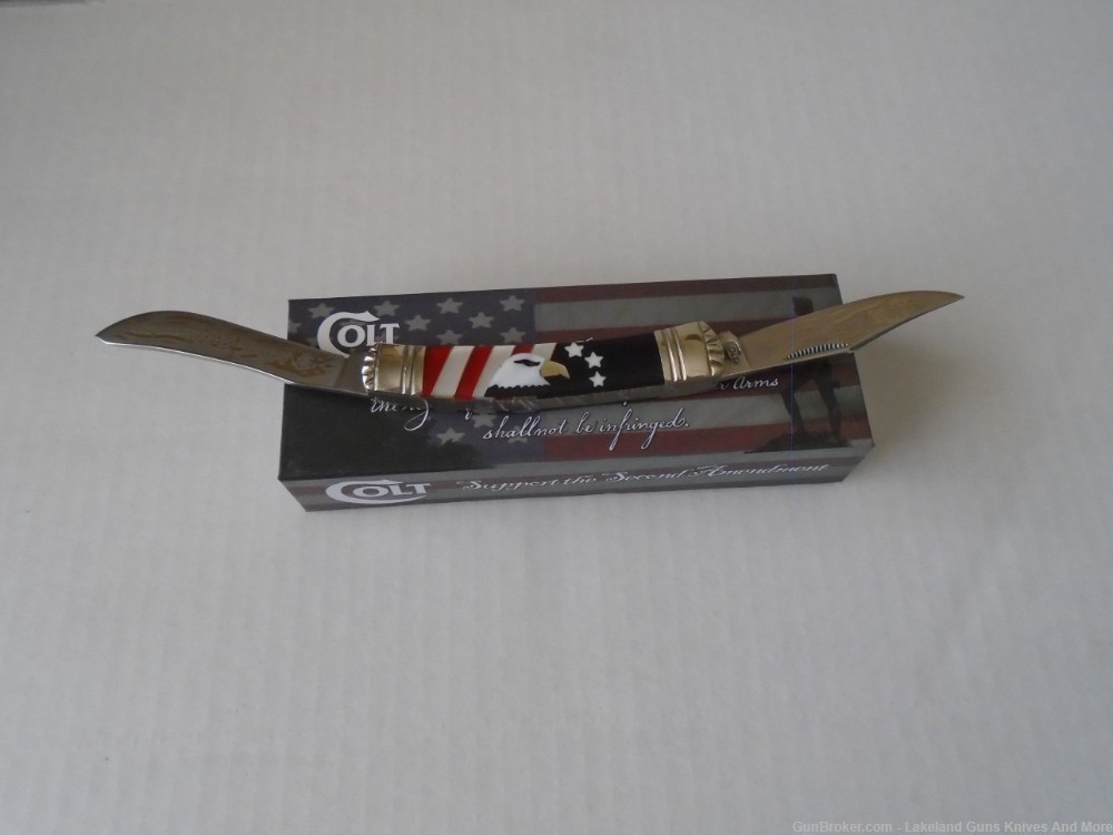 Mother of Pearl COLT CT715 2ND Amendment Red White & Blue Moose Knife!-img-6