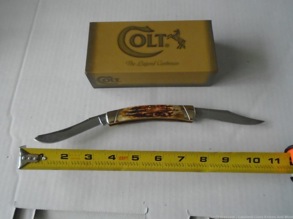 RARE NIB COLT #CT323 2-blade Muskrat Brown Stag Handle Pocket Knife!-img-10