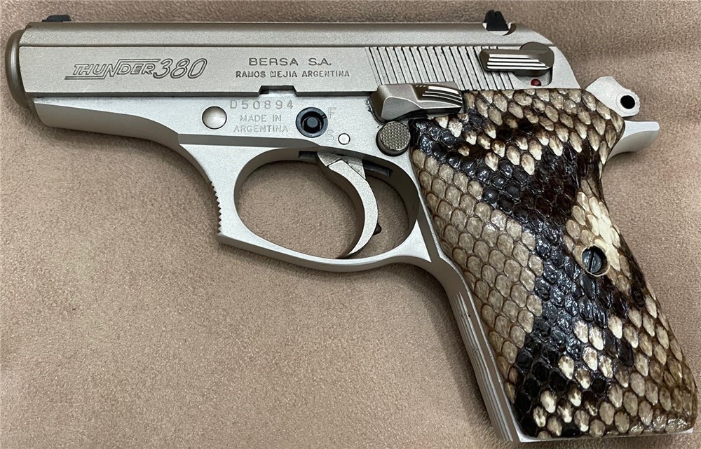 Genuine Python skin grips for Bersa Thunder .380 Pistol GRIPS ONLY-img-0