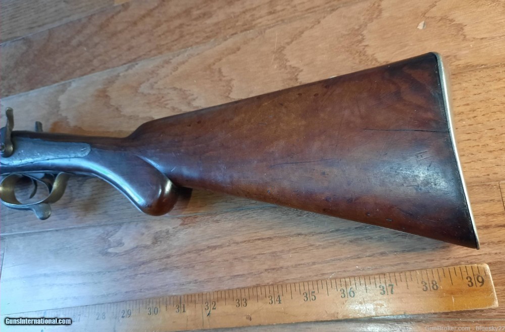 Isaac Hollis & Sons SxS Shotgun Early Antique engraved pinfire conversion -img-6