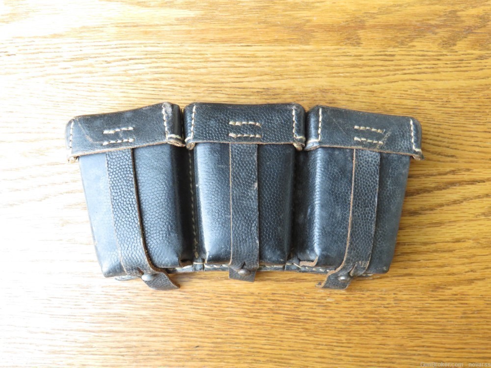 WWII GERMAN MAUSER 98K BLACK PEBBLED AMMO POUCH w RB Nr with INTERIOR STAMP-img-0