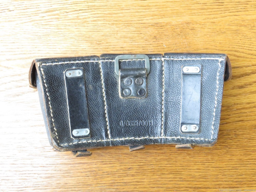 WWII GERMAN MAUSER 98K BLACK PEBBLED AMMO POUCH w RB Nr with INTERIOR STAMP-img-3