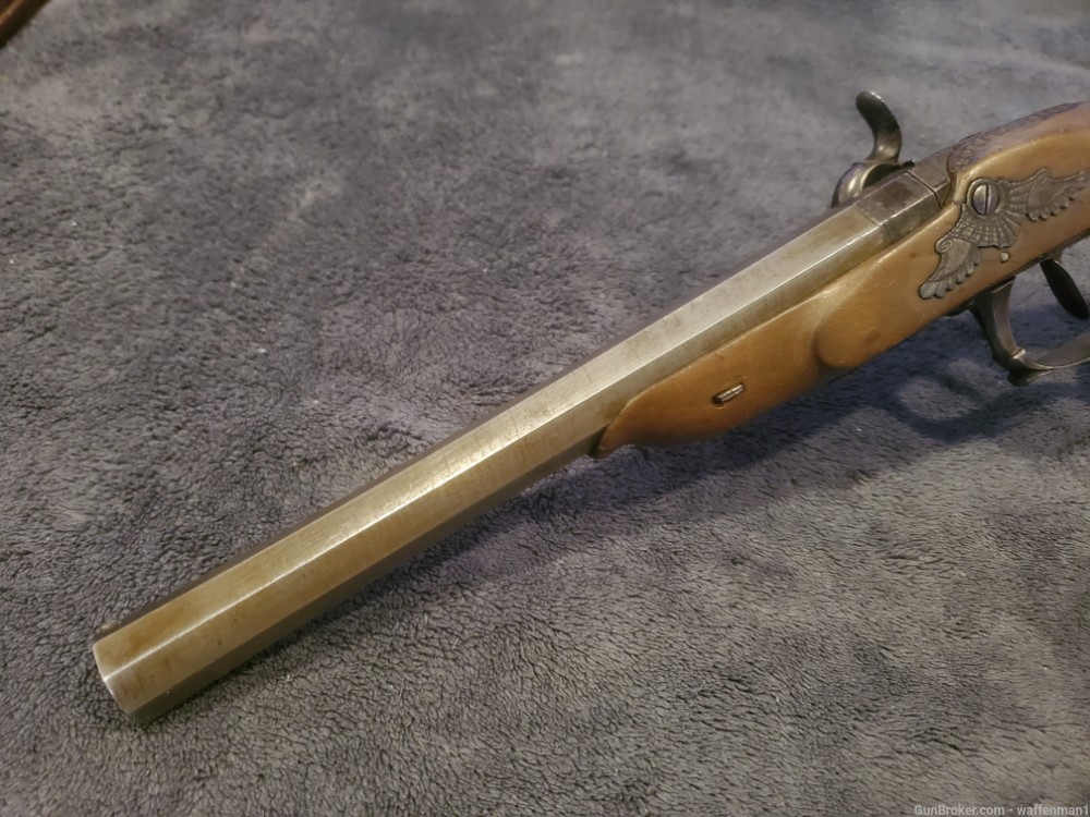 Antique 1840's Swamped Barrel Single Shot 50 Cal Percussion Pistol -img-4