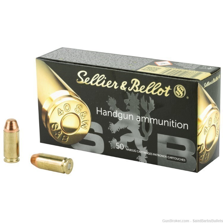 Sellier & Bellot .40 S&W FMJ Flat Nose - 50 Rounds - SB40B-img-0