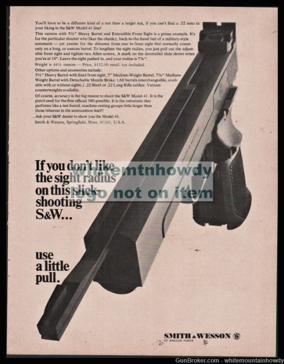1968 SMITH & WESSON Model 41 Line Pistol Original PRINT AD-img-0