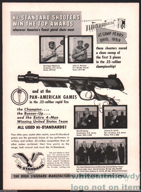 1960 HI-STANDARD Olympic Citation .22 Pistol at Pan Am Games PRINT AD-img-0