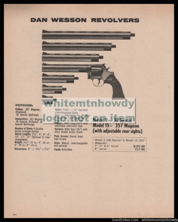 1979 DAN WESSON Model 9 38 Special 15 257 Magnum Revolver PRINT AD-img-0