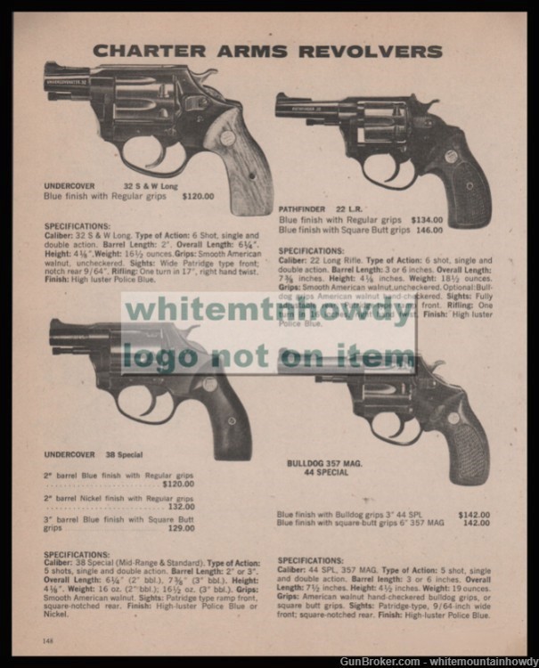 1979 CHARTER ARMS Undercover, Pathfinder, Bulldog Revolver PRINT AD-img-0