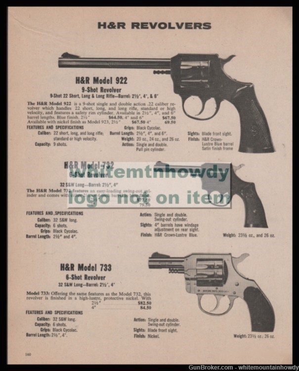 1979 HARRINGTON & RICHARDSON 922, 732, 733 Revolver PRINT AD-img-0