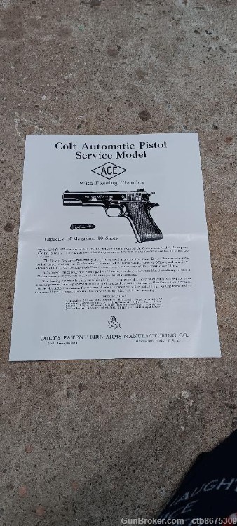 Colt Ace Owners Manual Reproduction-img-0