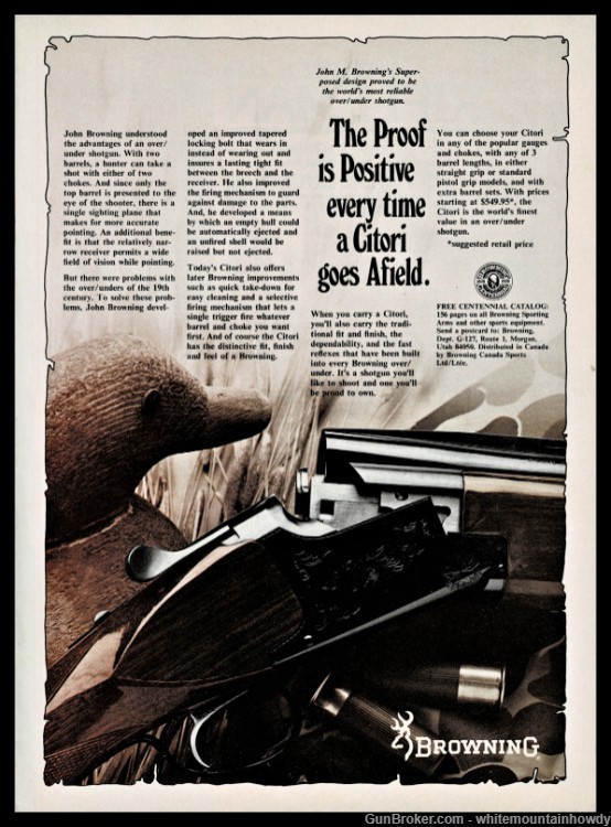 1978 BROWNING Citori Over Under Shotgun PRINT AD-img-0