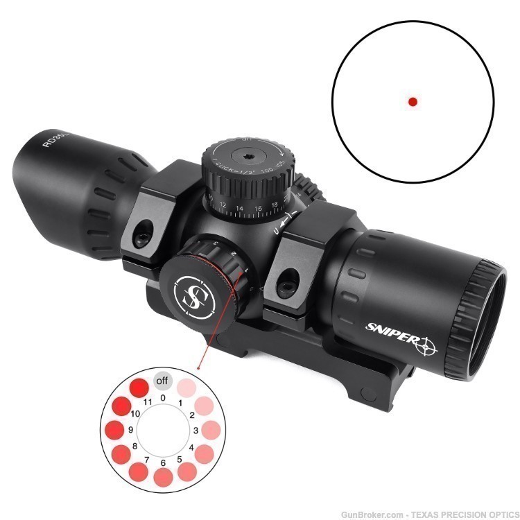 Sniper Compact Red Dot Sight Scope Style 35mm Tube Picatinny Mount + Cap-img-1
