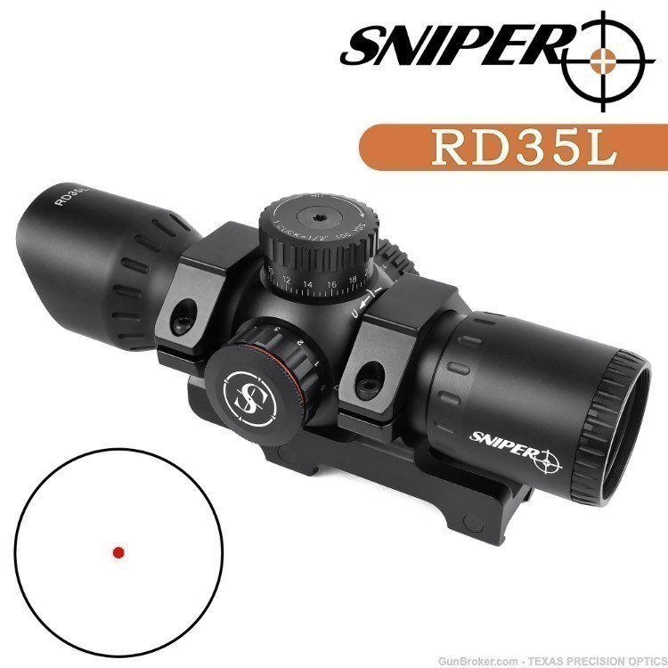 Sniper Compact Red Dot Sight Scope Style 35mm Tube Picatinny Mount + Cap-img-0