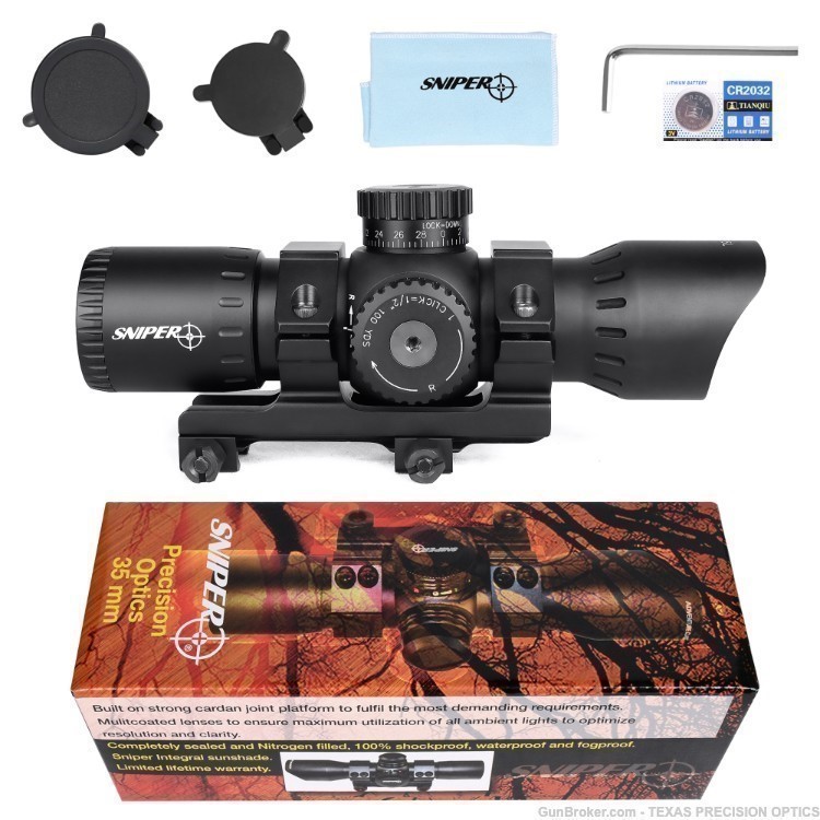 Sniper Compact Red Dot Sight Scope Style 35mm Tube Picatinny Mount + Cap-img-2