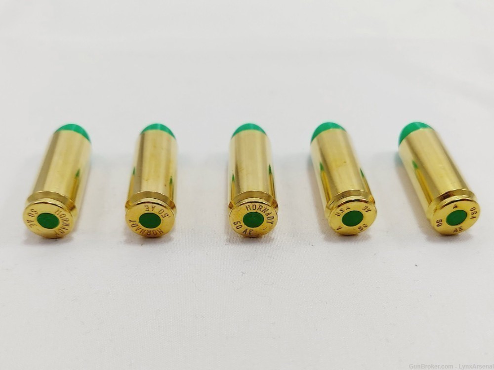 50 AE Brass Snap caps / Dummy Training Rounds - Set of 5 - Green-img-3