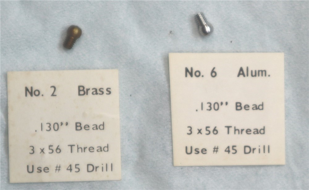 Brownells shotgun bead .130", brass or aluminum, 3x56 thread, your choice.-img-0