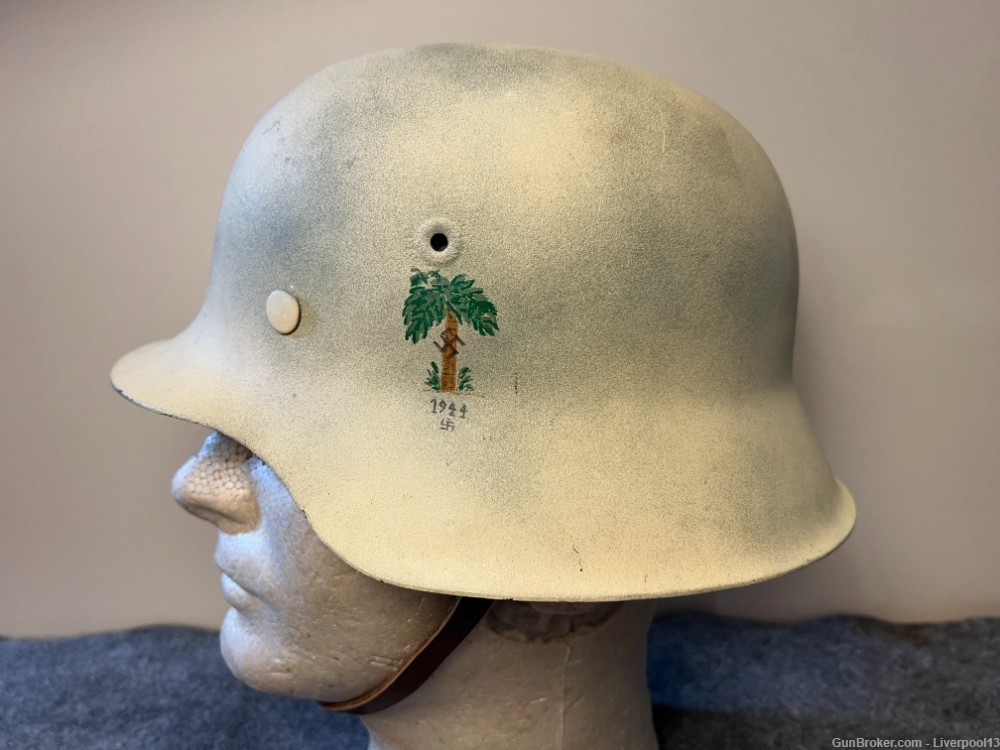 WWII German M42 Afrika Corps Helmet (Reproduction, Hand Painted)-img-0