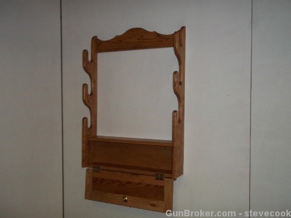 3 Gun Rack w/ Locking Storage Cmpt Golden Oak-img-6