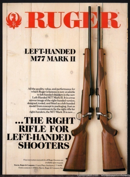  1991 RUGER Model 77 Series Mark II Left-Handed Rifle PRINT AD-img-0