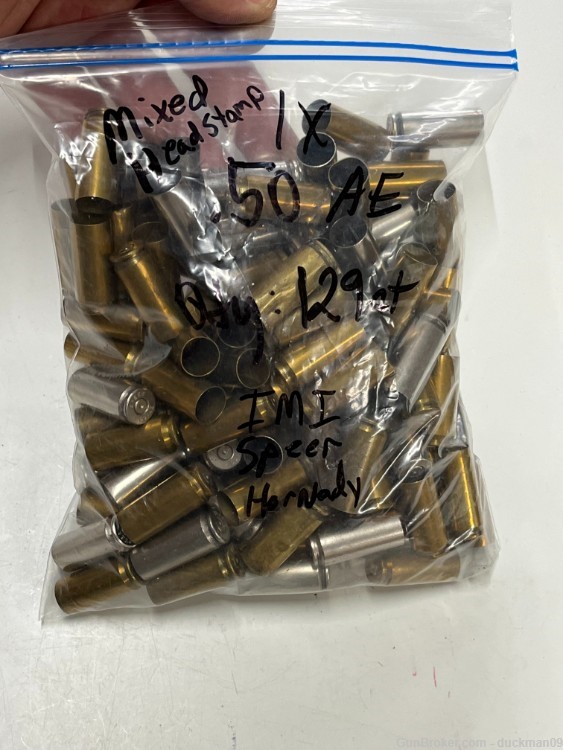 50AE 1x Mixed Brass IMI Speer Hornady H.S. 129ct total-img-0