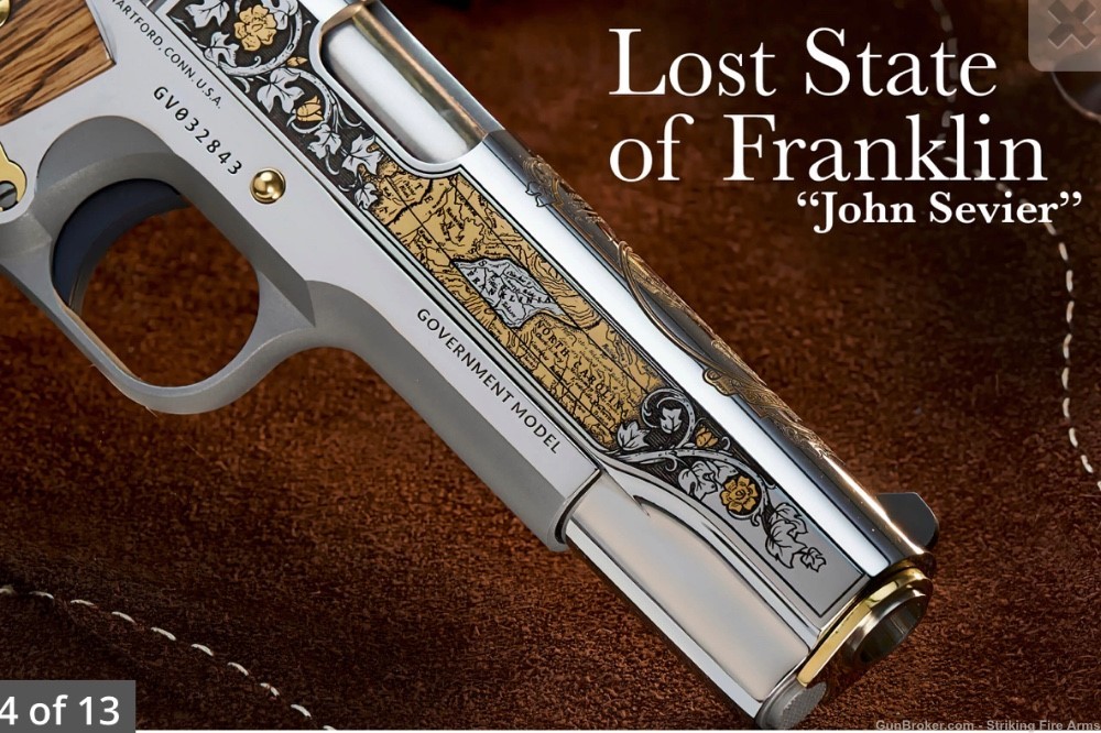Colt 1911 .45 ACP Engraved  John Sevier - Lost State of Franklin SK Customs-img-3