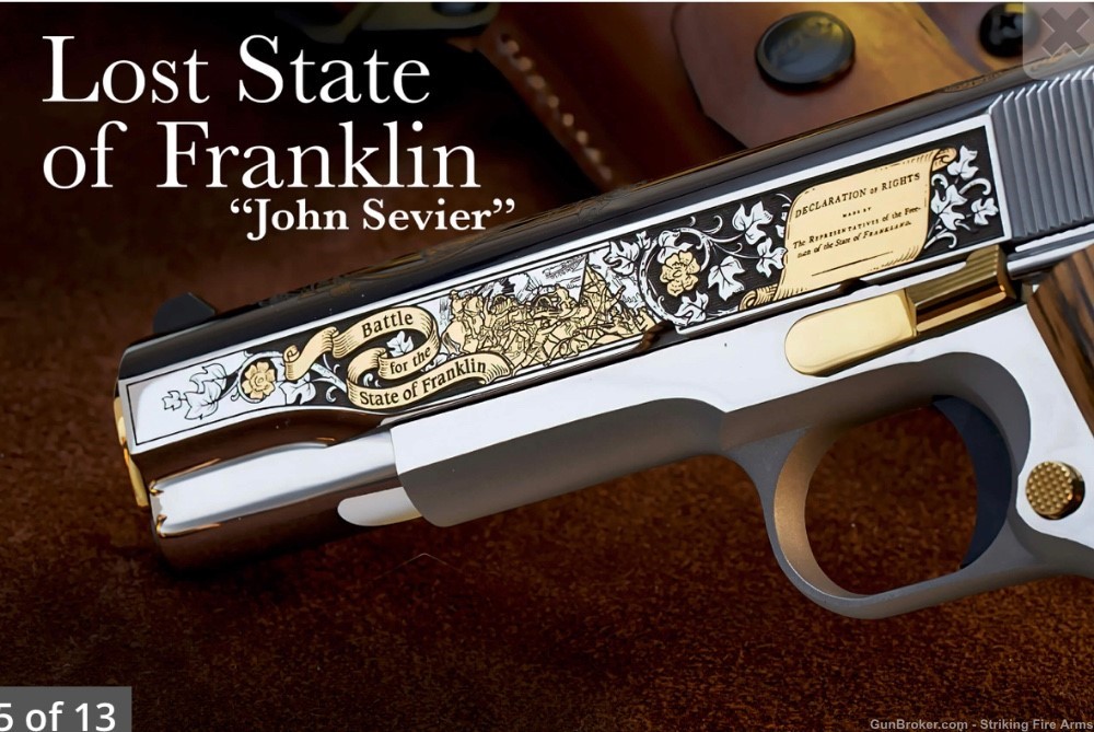 Colt 1911 .45 ACP Engraved  John Sevier - Lost State of Franklin SK Customs-img-2