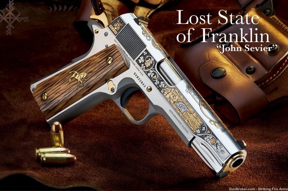 Colt 1911 .45 ACP Engraved  John Sevier - Lost State of Franklin SK Customs-img-0