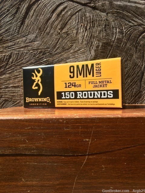 Browning 9mm Luger 150Rounds - Full Metal Jacket - 124 Grain - No CC Fees -img-0