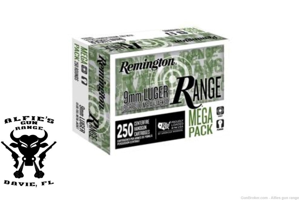 Remington Range 9mm Luger Ammo 115 Grain Full Metal Jacket 250 Rounds-img-0