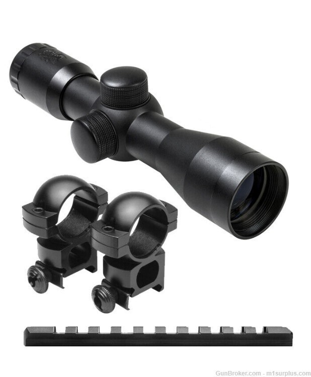 Optics Kit for Ruger 10/22 includes 4x30 Rifle Scope + Rings + Rail Mount-img-0