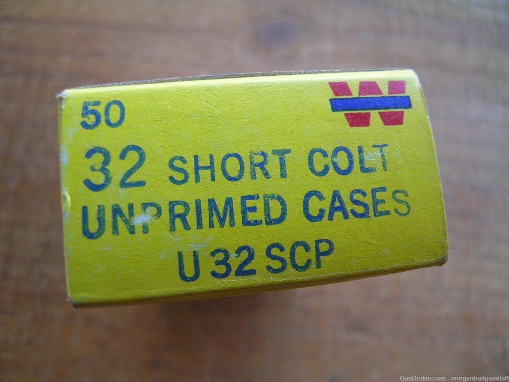 Vintage Winchester 32 Short Colt New Unprimed Brass, Box of 50 -img-2