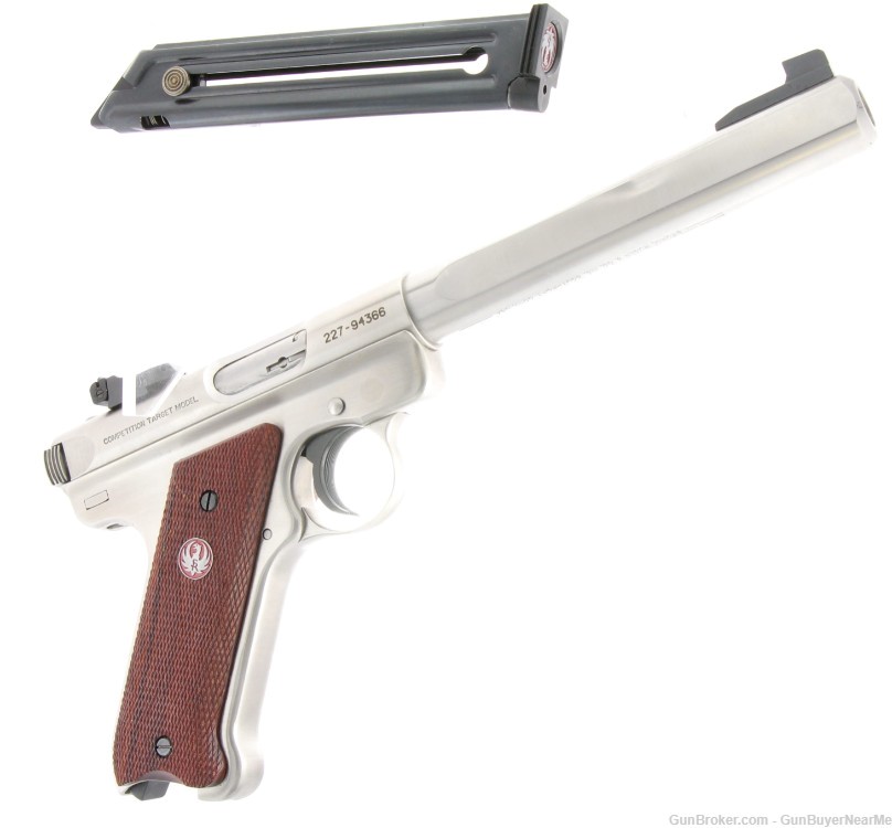 Ruger Mark III Checkered Brown Laminate with Thumbrest Grip 22 LR 10112-img-0